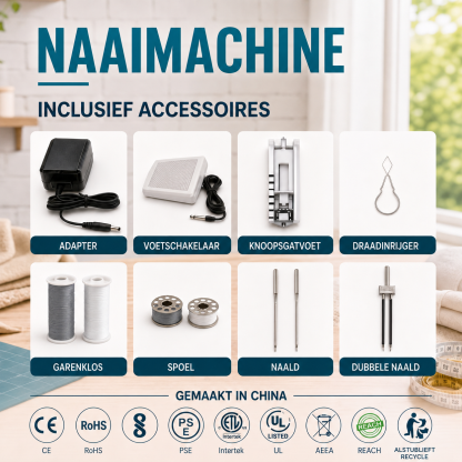 Multifunctional household sewing machine with double thread, double needle, and 45 stitch options.