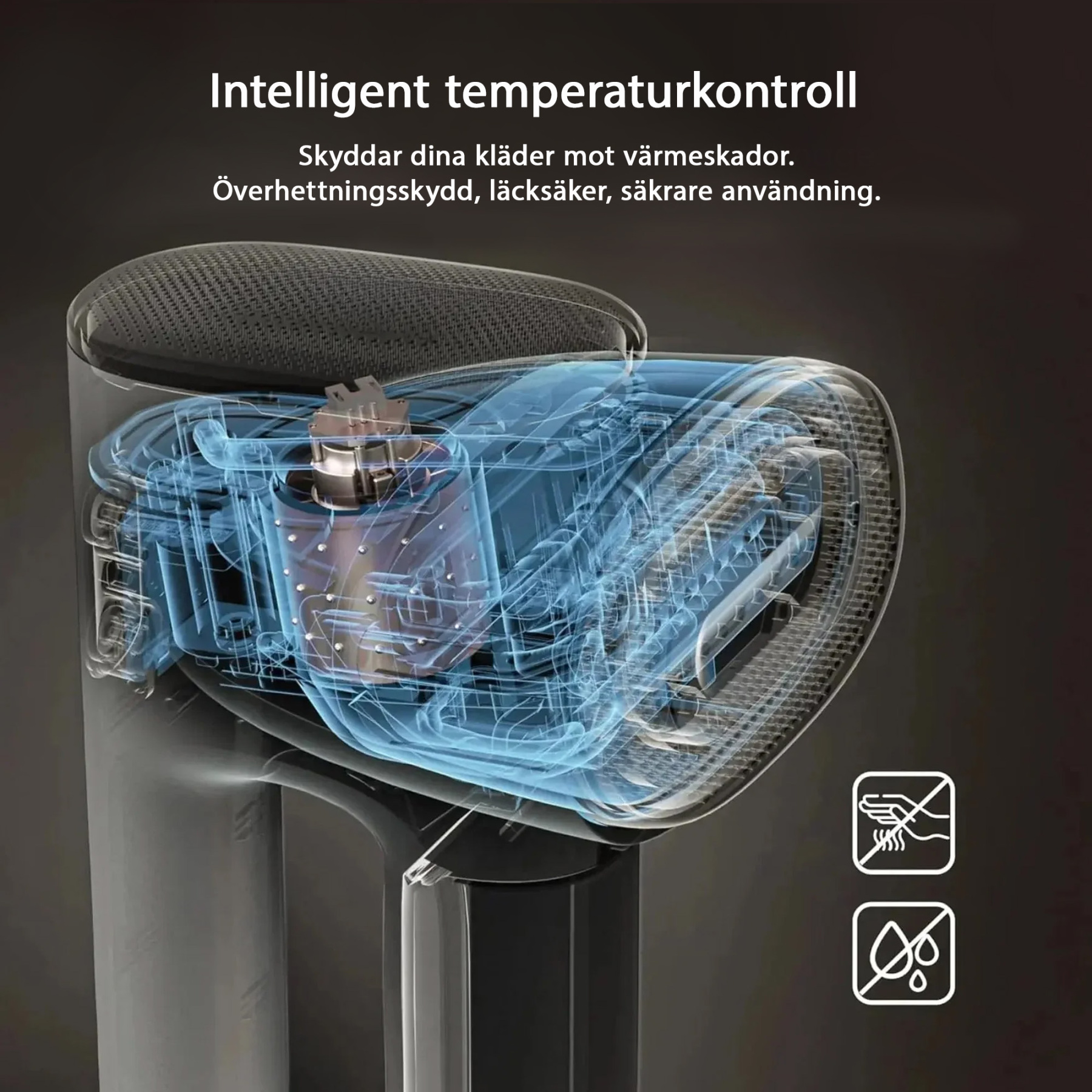 Vapren F2 Portabel klädångare, 3500Pa handhållen steamer med vakuumsug, Auto-Grip, 2 sugstyrkor, torr- och ångläge för alla tyger