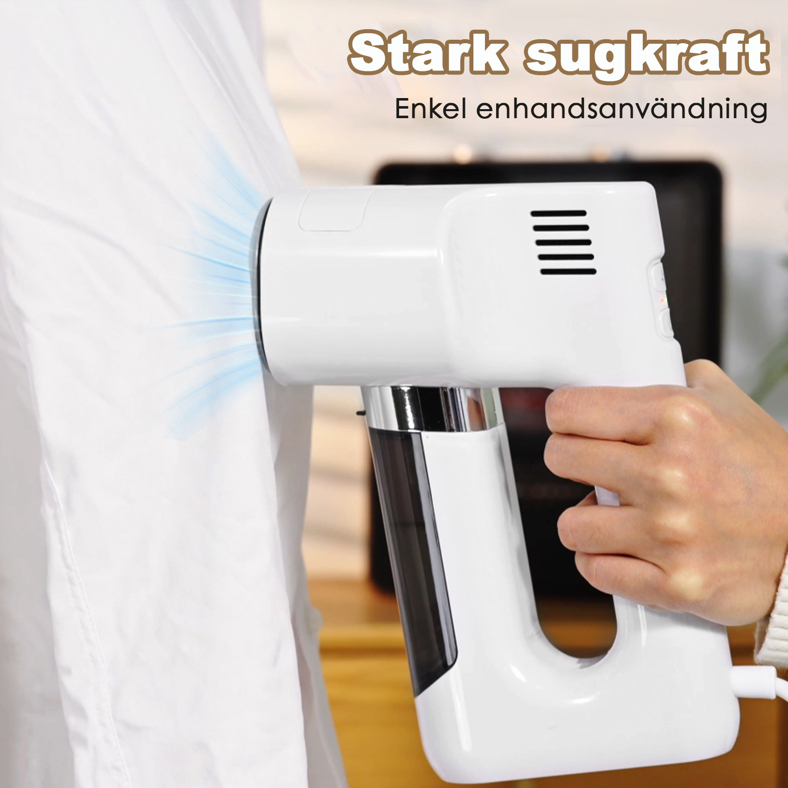 Vapren F2 Portabel klädångare, 3500Pa handhållen steamer med vakuumsug, Auto-Grip, 2 sugstyrkor, torr- och ångläge för alla tyger