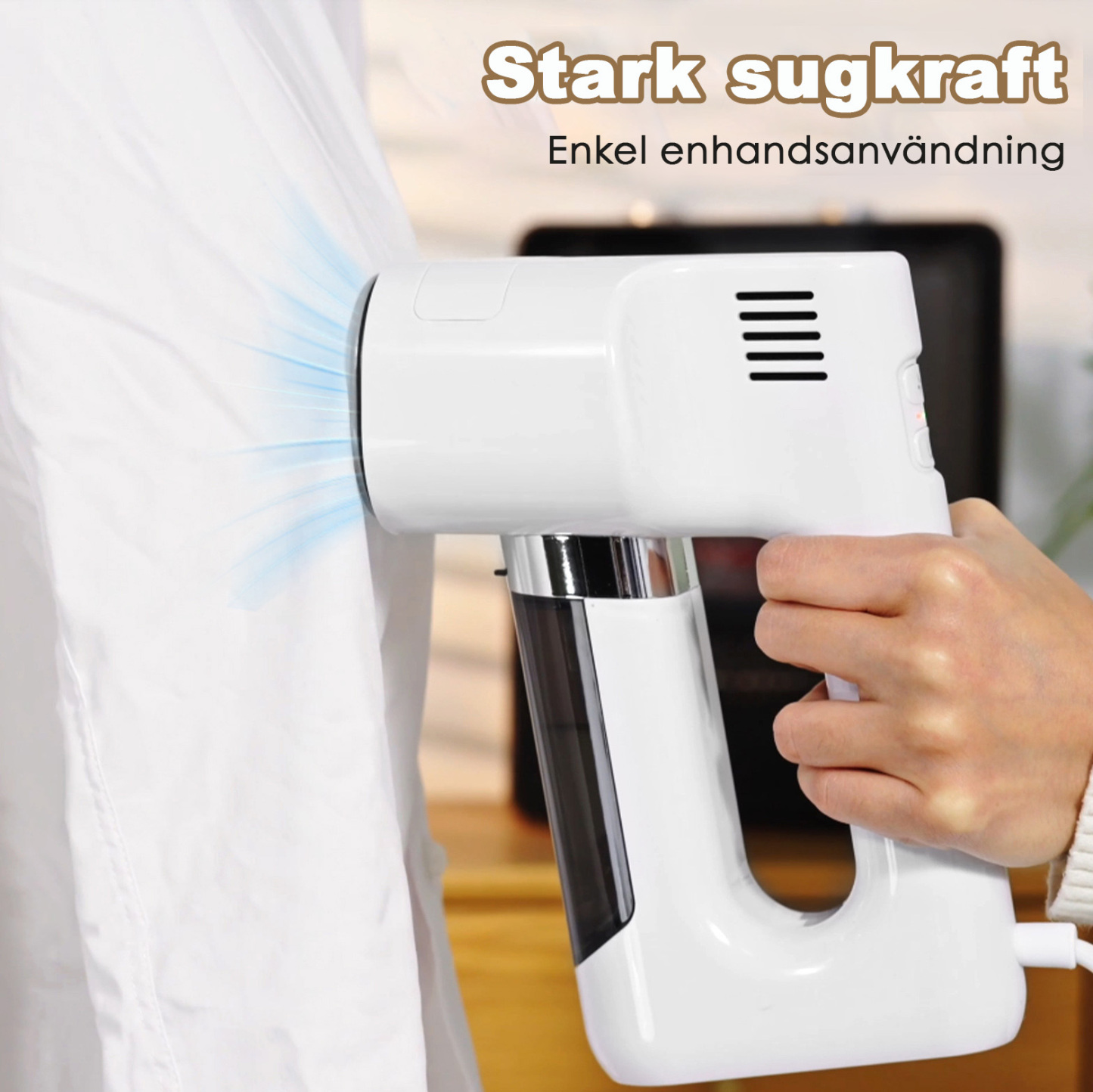 Vapren F2 Portabel klädångare, 3500Pa handhållen steamer med vakuumsug, Auto-Grip, 2 sugstyrkor, torr- och ångläge för alla tyger