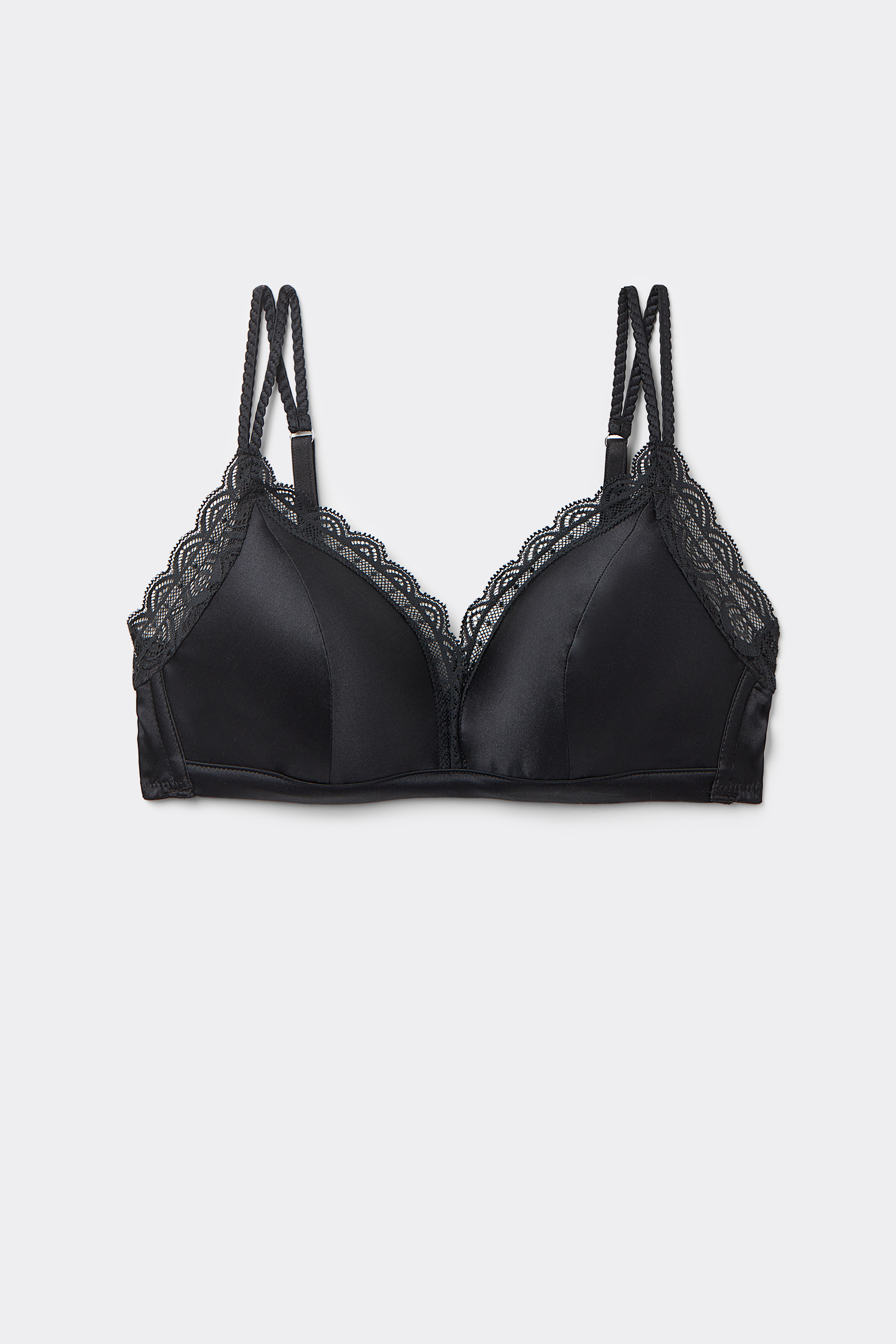 Tiziana Wireless Plunge Triangle Bra in Silk and Lace