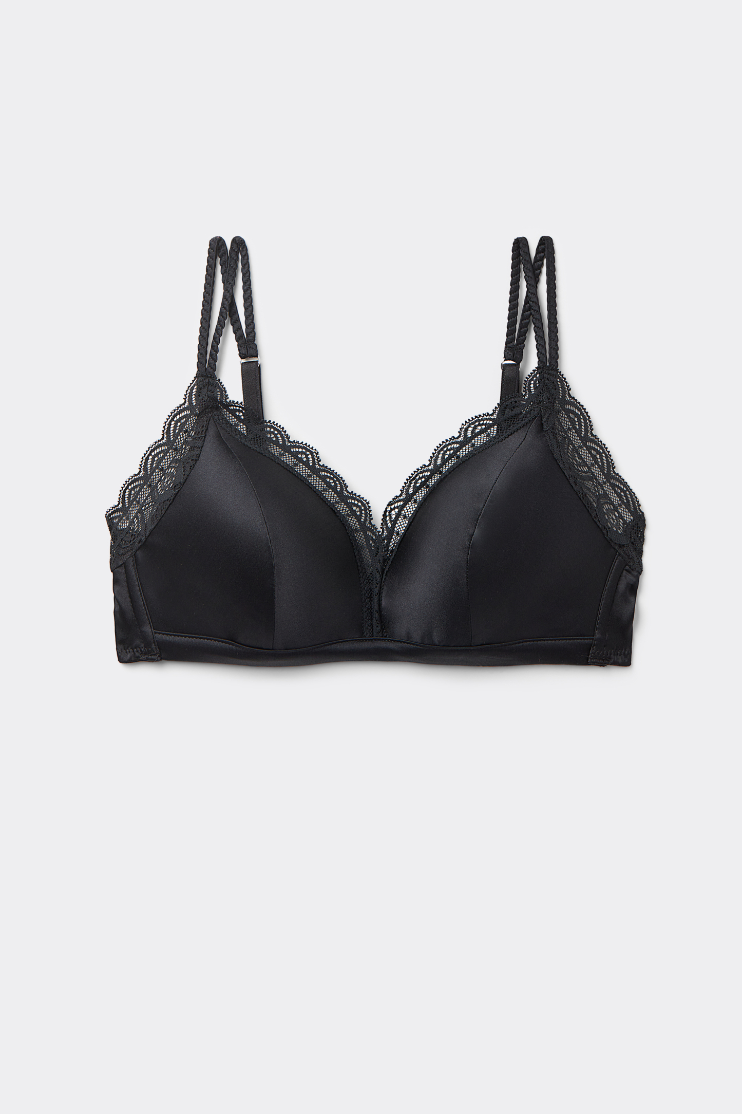 Tiziana Wireless Plunge Triangle Bra in Silk and Lace