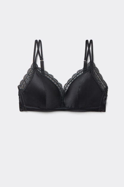 Tiziana Wireless Plunge Triangle Bra in Silk and Lace