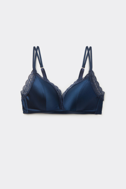 Tiziana Wireless Plunge Triangle Bra in Silk and Lace