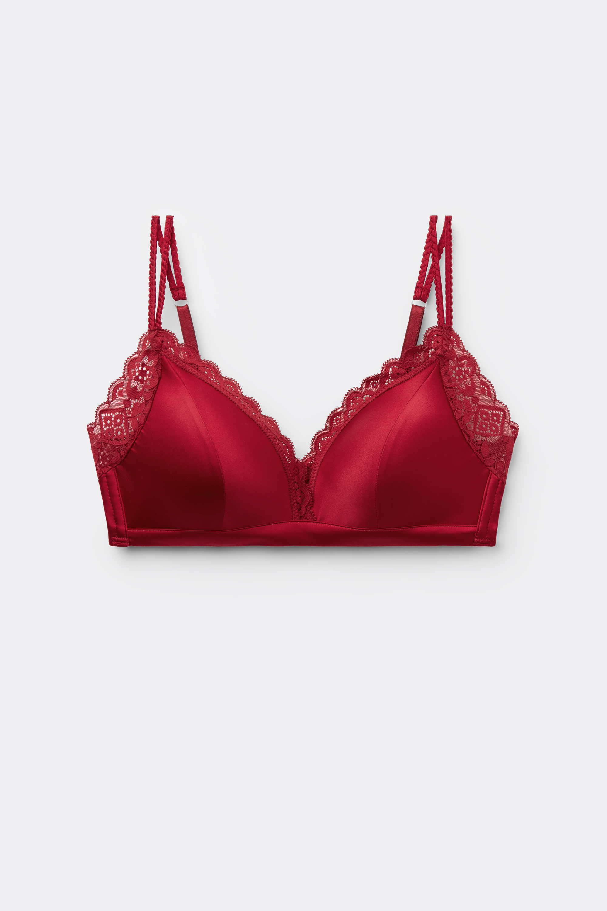 Tiziana Wireless Plunge Triangle Bra in Silk and Lace