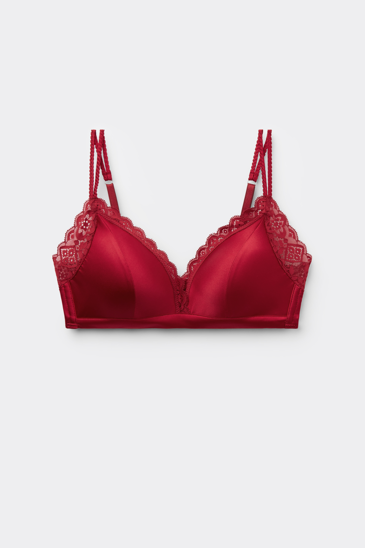 Tiziana Wireless Plunge Triangle Bra in Silk and Lace