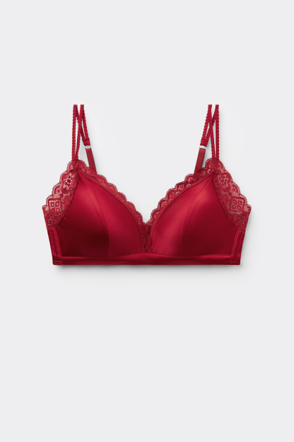 Tiziana Wireless Plunge Triangle Bra in Silk and Lace