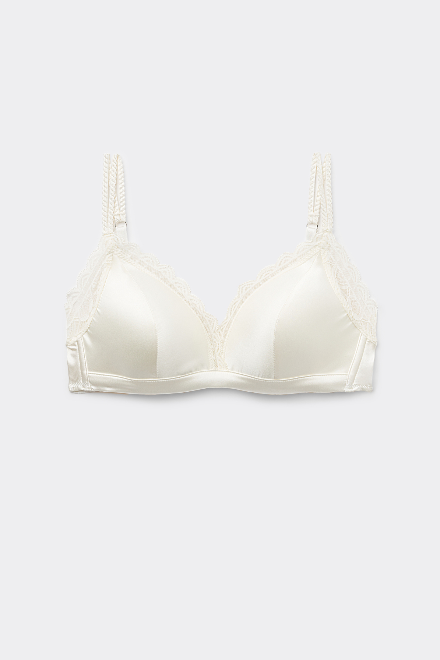 Tiziana Wireless Plunge Triangle Bra in Silk and Lace