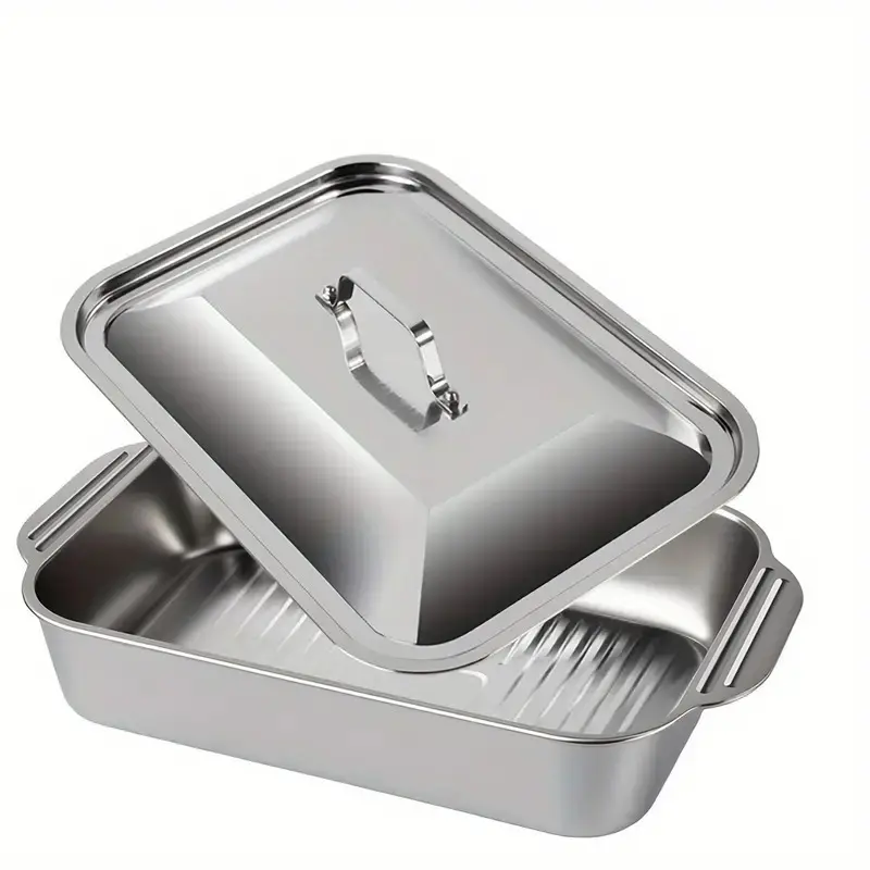 Stainless Steel Bakeware Sets - Large Cap Heavy-Duty Pans, High-Temp Res. Kitchen Trays for Home/Commercial BBQ, Family Gatherings (Fish Baking, Seafood Buffet, Food Storage Use)