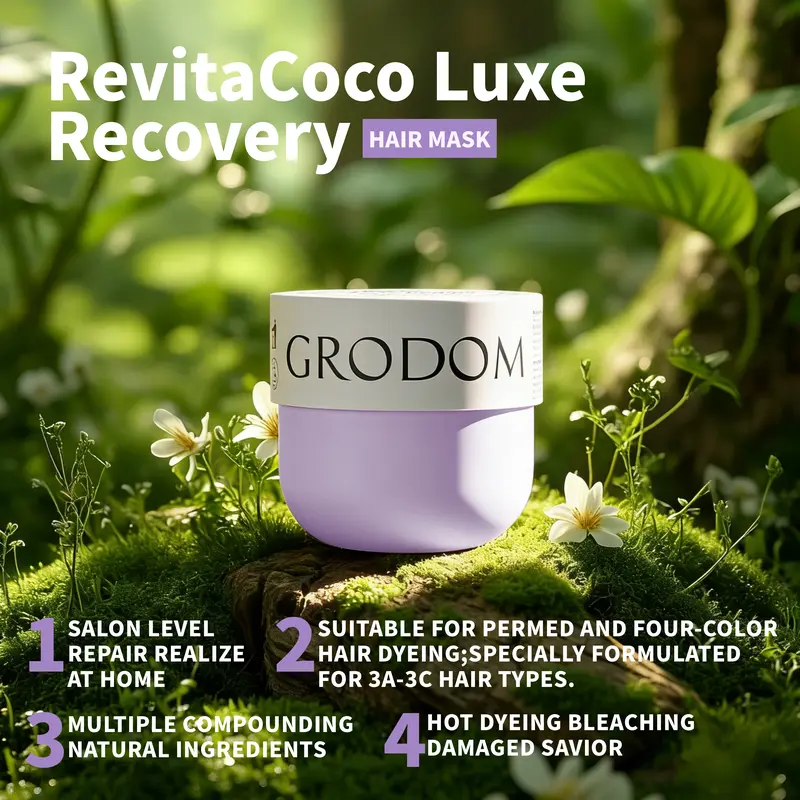 GRODOM Keratin Repair Hair Mask,Deep Conditioning Hair Treatment for Damaged Hair,Anti-Frizz Hydrating Hair Mask for Dry Curly 3A to 4C Hair,Color-Treated Hair Care,Cuticle Sealing Deep Nourishing Hair Repair,Long-lasting RevitaCoco Scent,300ml