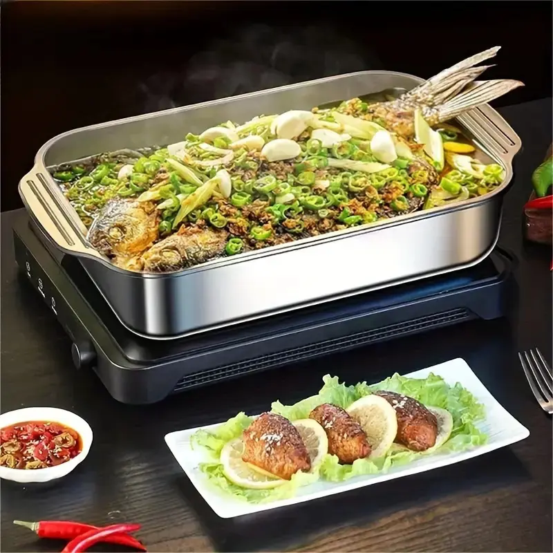 Stainless Steel Bakeware Sets - Large Cap Heavy-Duty Pans, High-Temp Res. Kitchen Trays for Home/Commercial BBQ, Family Gatherings (Fish Baking, Seafood Buffet, Food Storage Use)