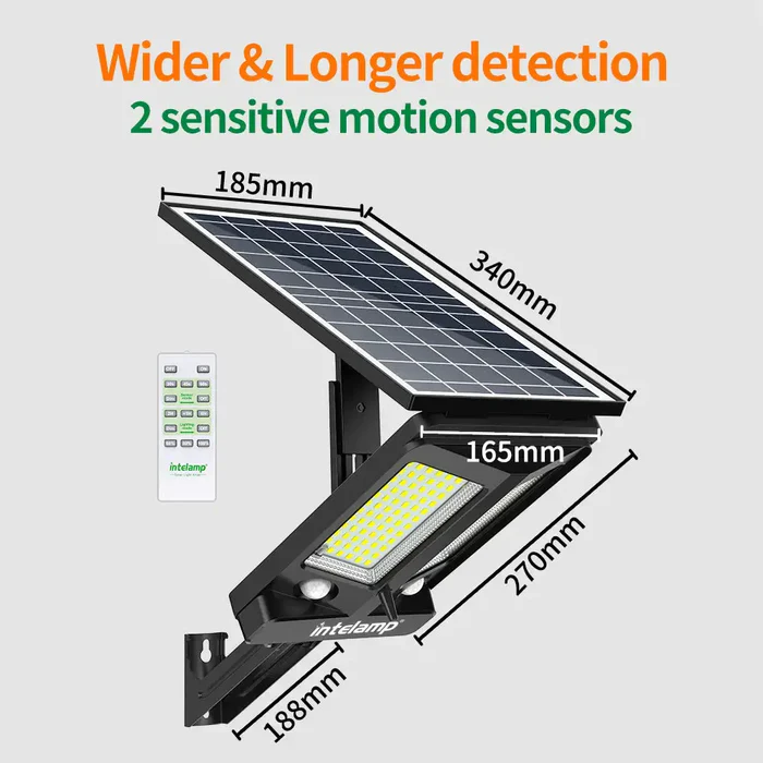 intelamp 1200/3000LM Solar Street Light with Linkable Dual Motion Sensors