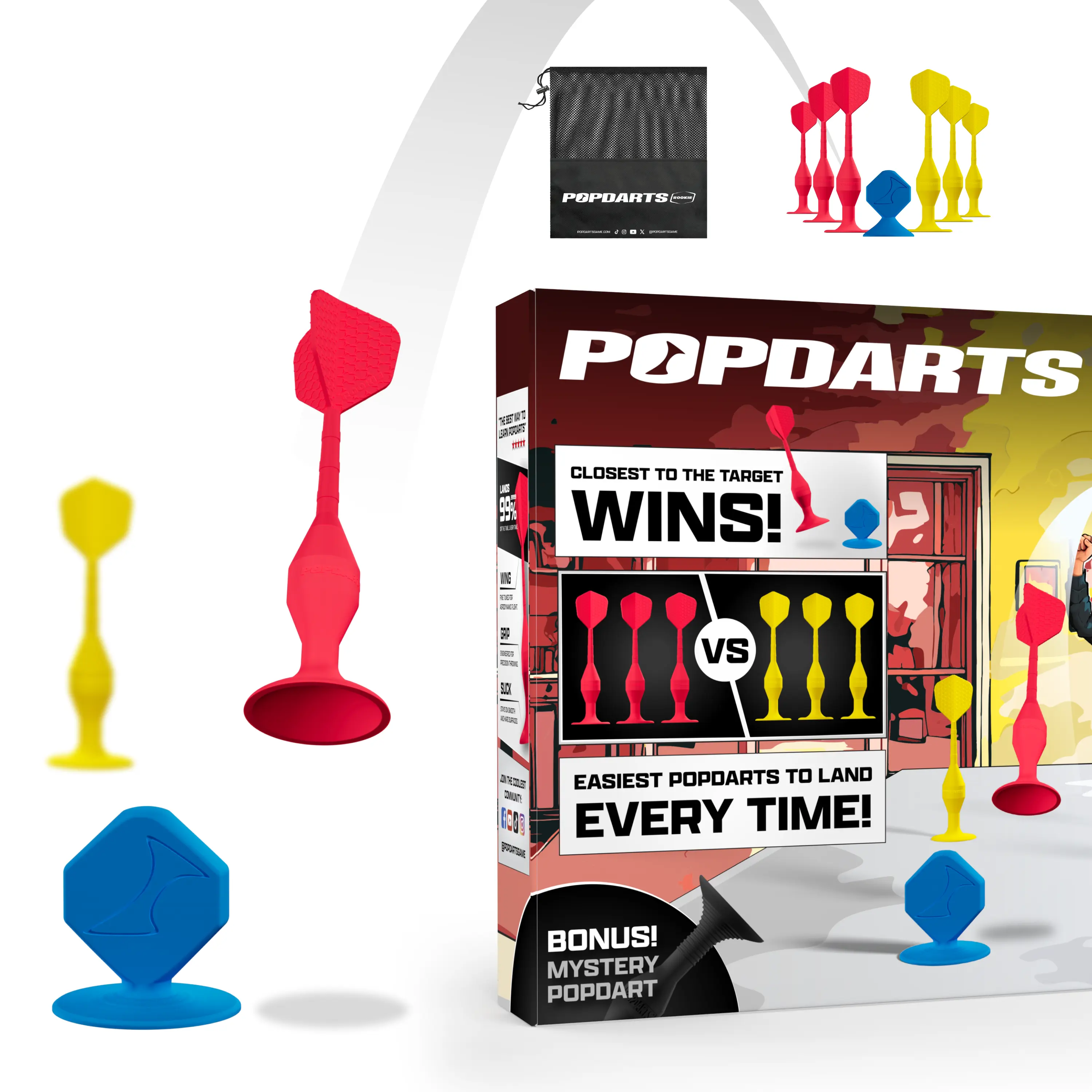 Popdarts Rookie Pack - Crazy Fun Suction Cup Dart Game Safe for All Ages! Play Indoor & Outdoor!