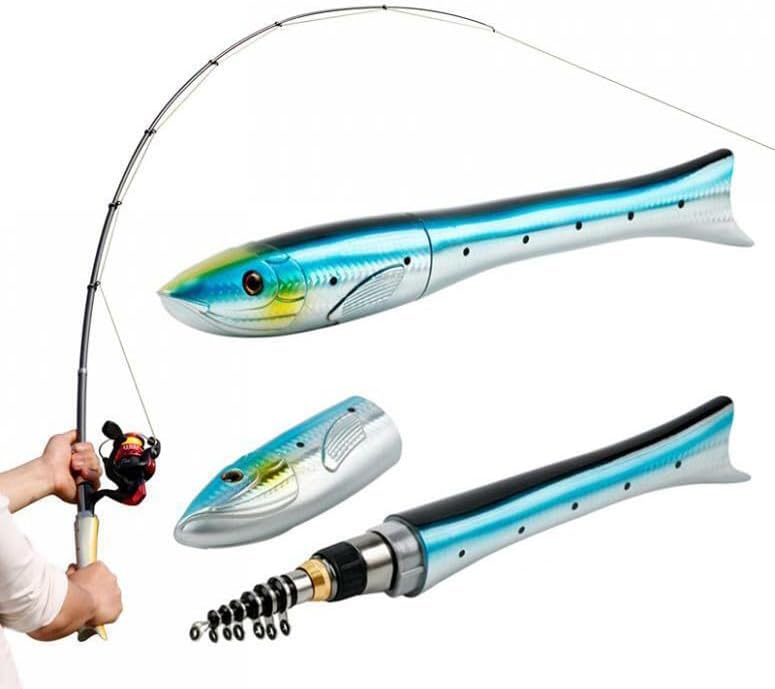 1.6m Individual Fish-Shaped Pen Rod Telescopic Carbon Fishing Rod Fish Shaped Mini Pocket Pen Sea Ice Fish