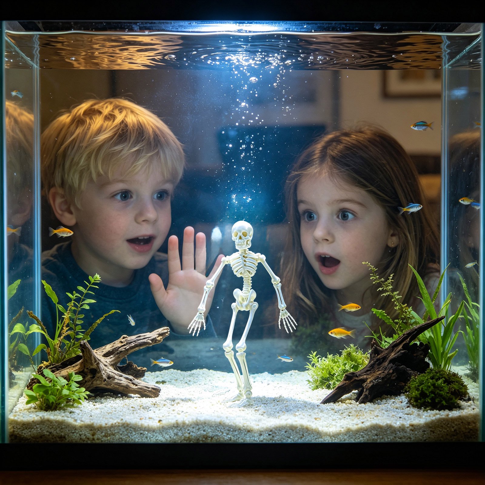 Special Treasure - Bubble Dancing Skeleton Aquarium Ornament – Air Powered Fish Tank Decoration - Dancing Skeleton + Oxygen Pump