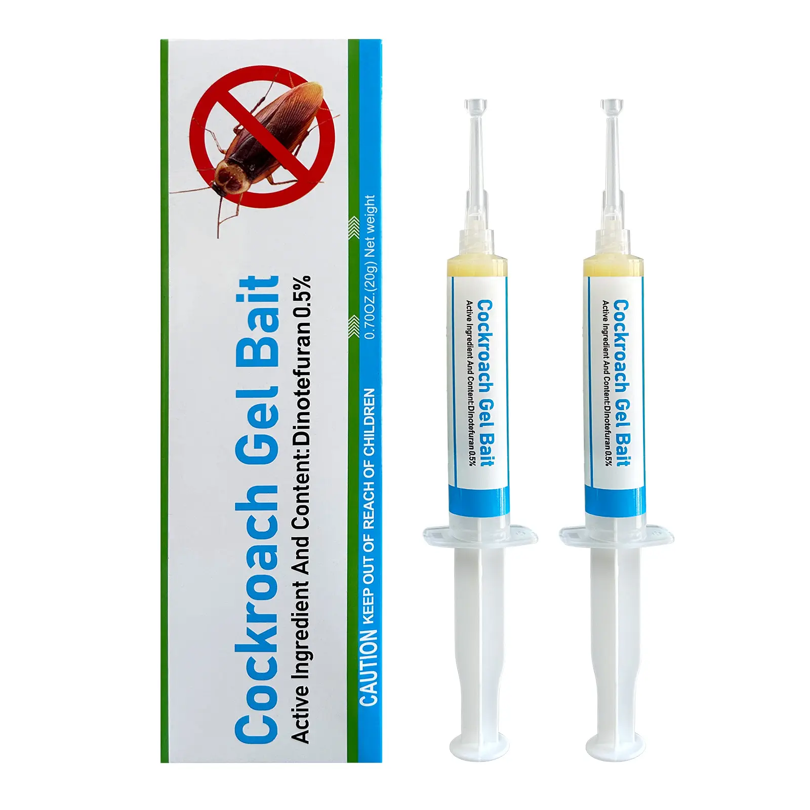 2-Pack Cockroach Gel Bait Syringes, Indoor Roach Control Gel for Kitchen, Bathroom, Cabinets and Corners