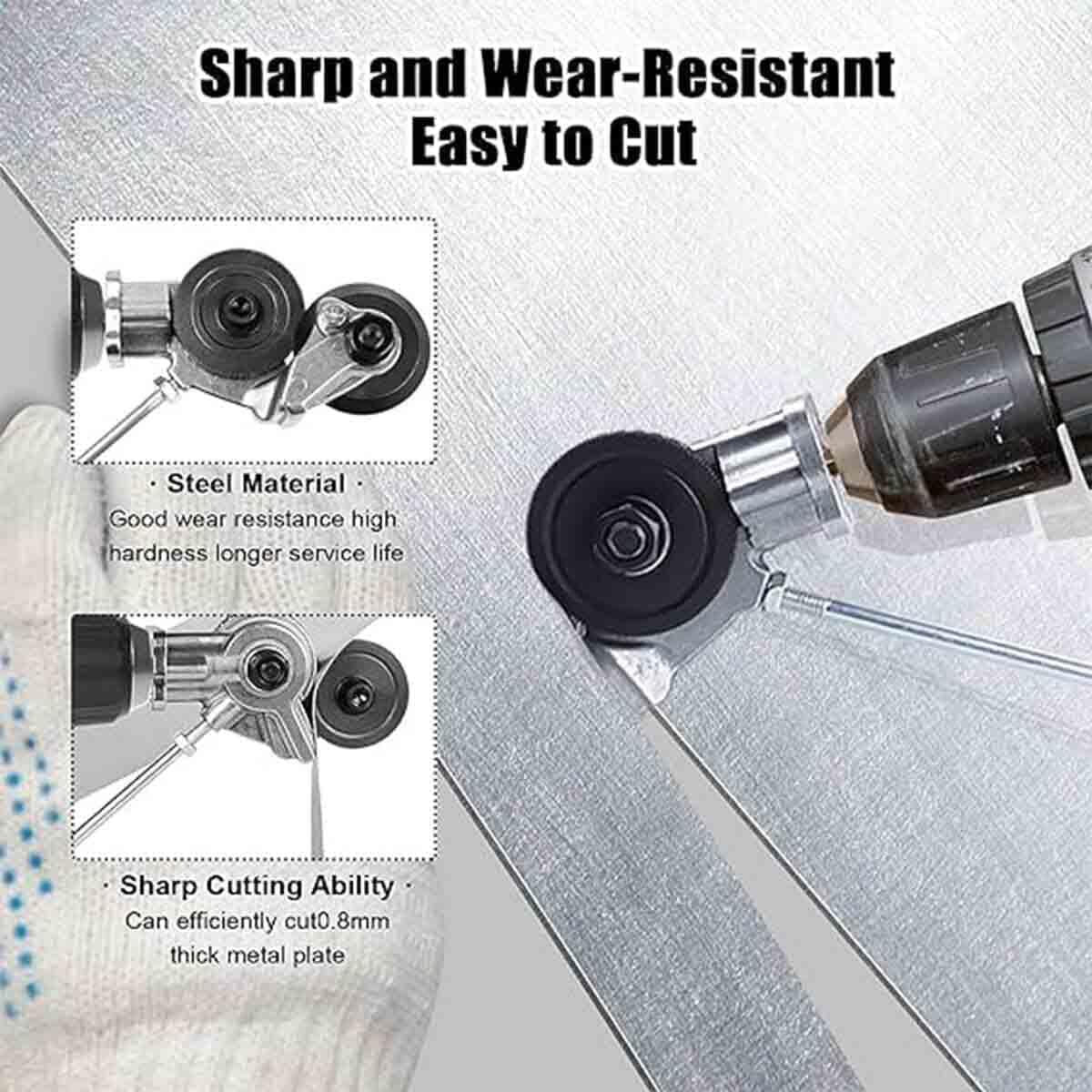 Electric Drill Metal Cutter Attachment Sheet Metal Cutter Drill Attachment Electric Drill Plate Cutter Attachment Electric Drill Shears Nibbler Attachment Portable Drill Metal Sheet Cutter for Cutting Thin Iron Thin White Sheet Steel Aluminum