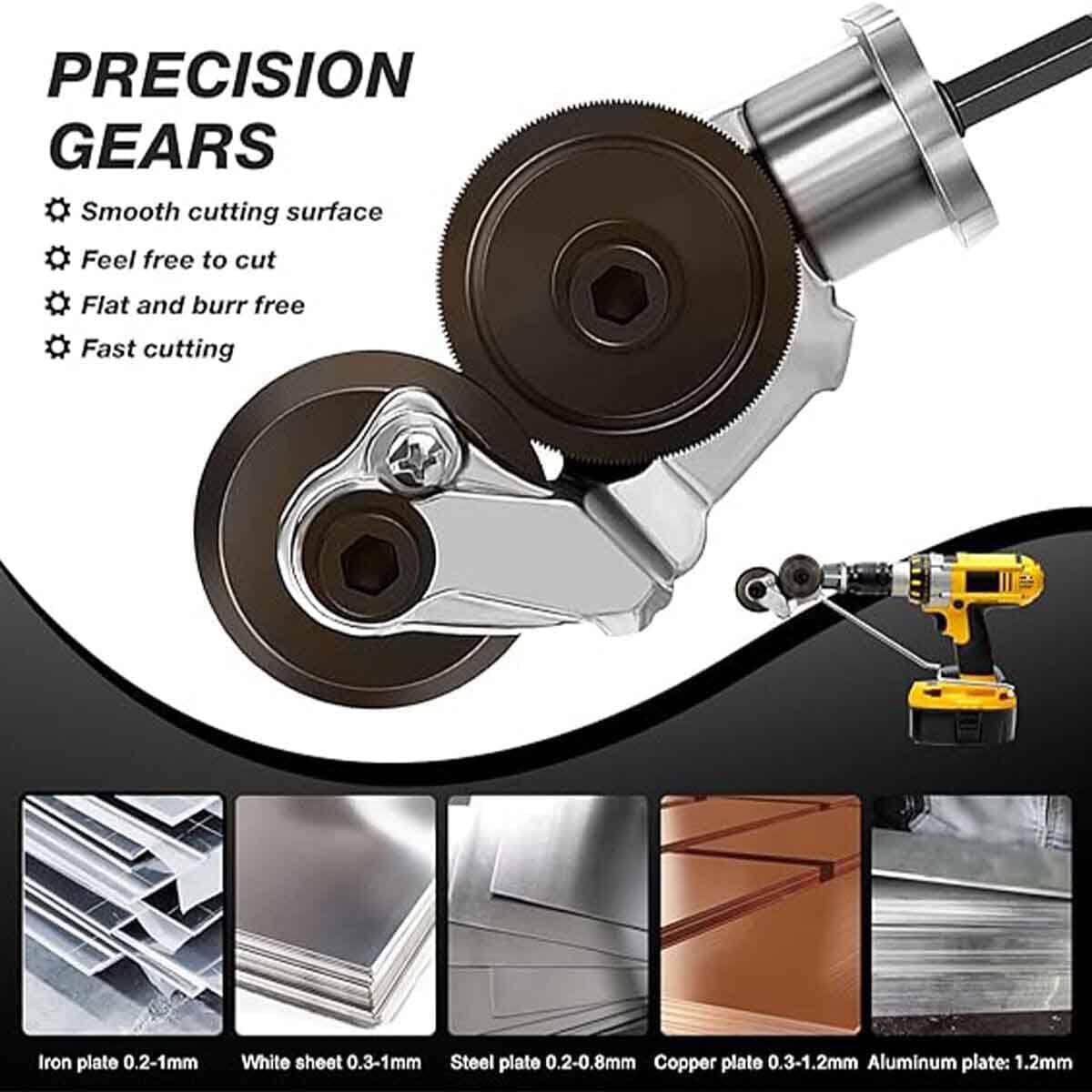 Electric Drill Metal Cutter Attachment Sheet Metal Cutter Drill Attachment Electric Drill Plate Cutter Attachment Electric Drill Shears Nibbler Attachment Portable Drill Metal Sheet Cutter for Cutting Thin Iron Thin White Sheet Steel Aluminum