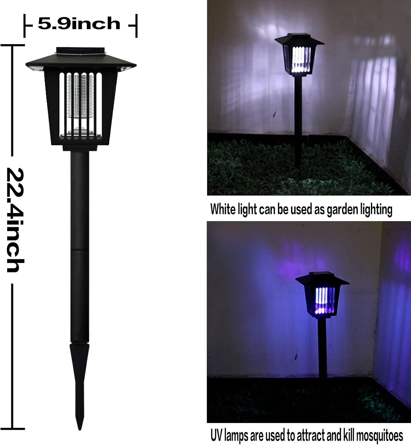 Solar Bug Zapper Outdoor, Solar Mosquito Zapper Led Mosquito Killer Light for Indoor Outdoor