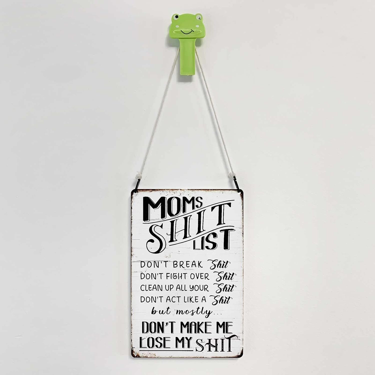 Funny Mom Life Kitchen Wall Decor, Moms List Sarcastic Home Tin Sign, Mom's Shit List Funny Decor