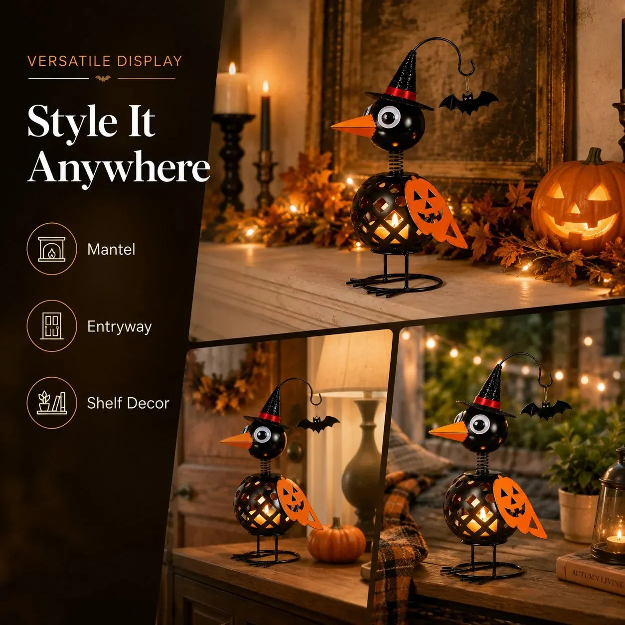 🔥Last Day 50% OFF🔥Wrought Iron Crow and Pumpkin Ornament🐦🎃