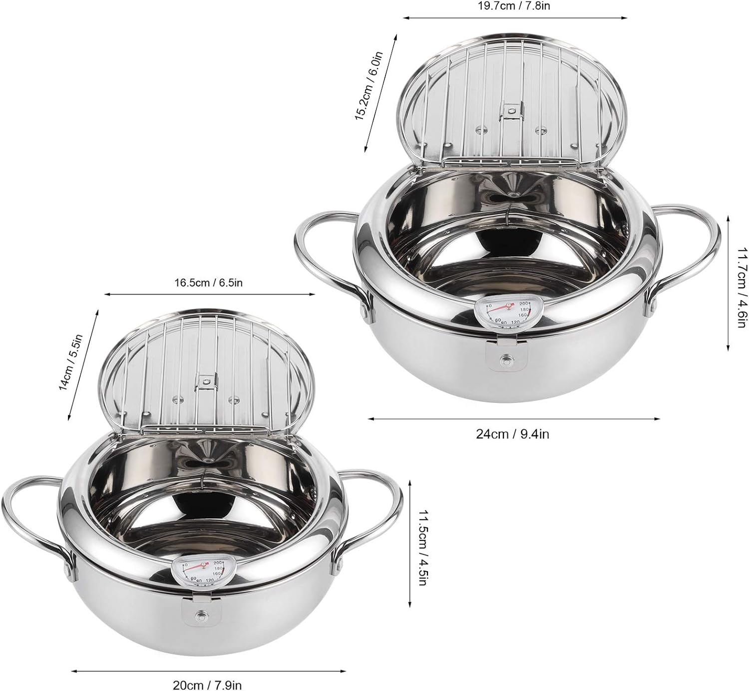 Multifunctional Stainless Steel Deep Frying Pot With Thermometer