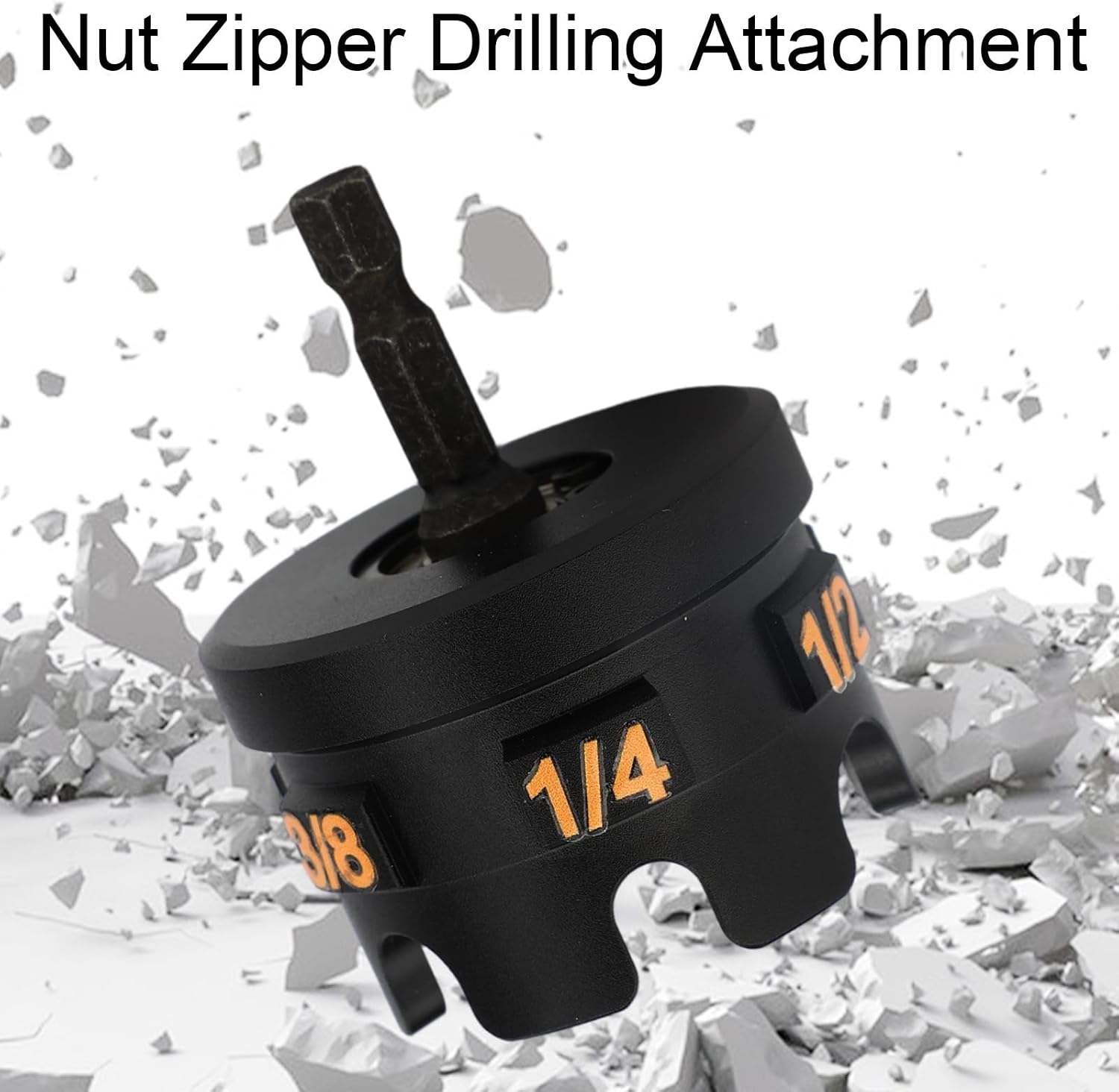 Nut Drill Zipper Attachment, Threaded Rod Nut Driver Tool Fits 1/4" 3/8" 1/2" Rod, Quick Thread Remover Socket Bolt Extractor Spinning Impact Drill Runner Accessory for Conduit Rack & Strut System