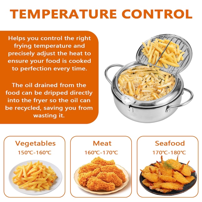 Multifunctional Stainless Steel Deep Frying Pot With Thermometer