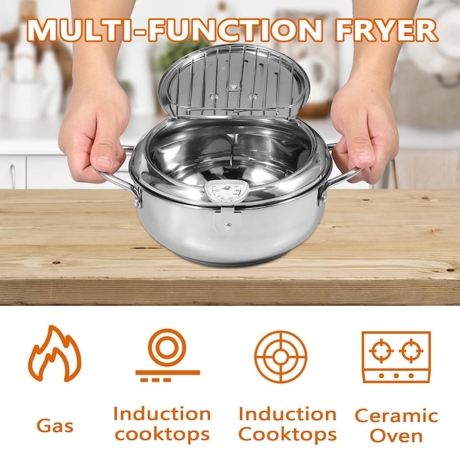 Multifunctional Stainless Steel Deep Frying Pot With Thermometer