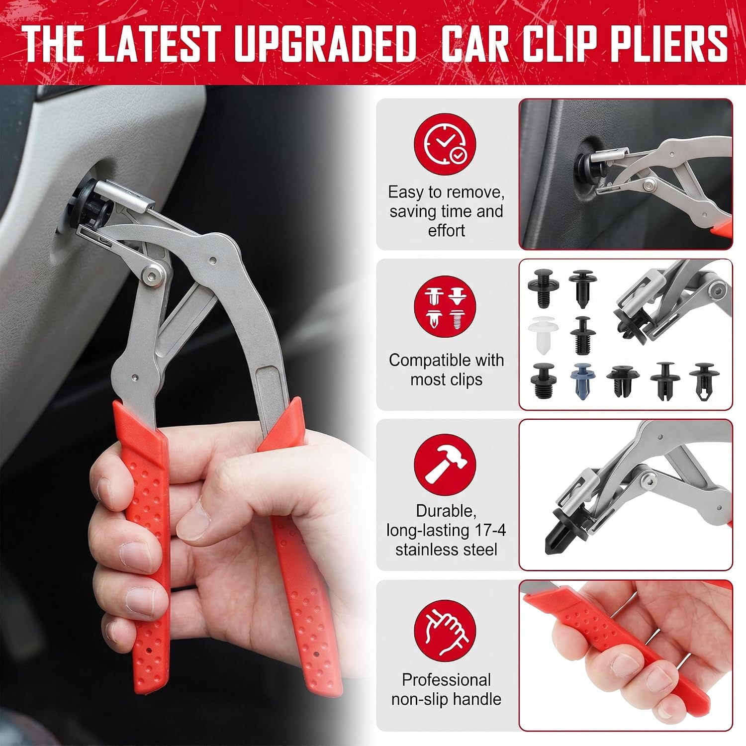 5-Piece Automotive Electrical Disconnect & Trim Removal Tool Kit, Connector & Terminal Removal, Hose Clamp Pliers for Wire Harness, Sensor Plugs & Car Clips
