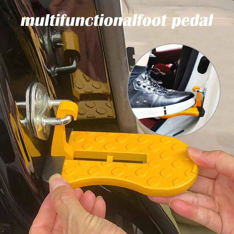 Car Doorstep Vehicle Hooked Folding Ladder Foot Pegs Pedal with Safety Hammer Function for Easy Access to Car Rooftop U Shaped Doorstep Compatible with SUV RV Off-Road