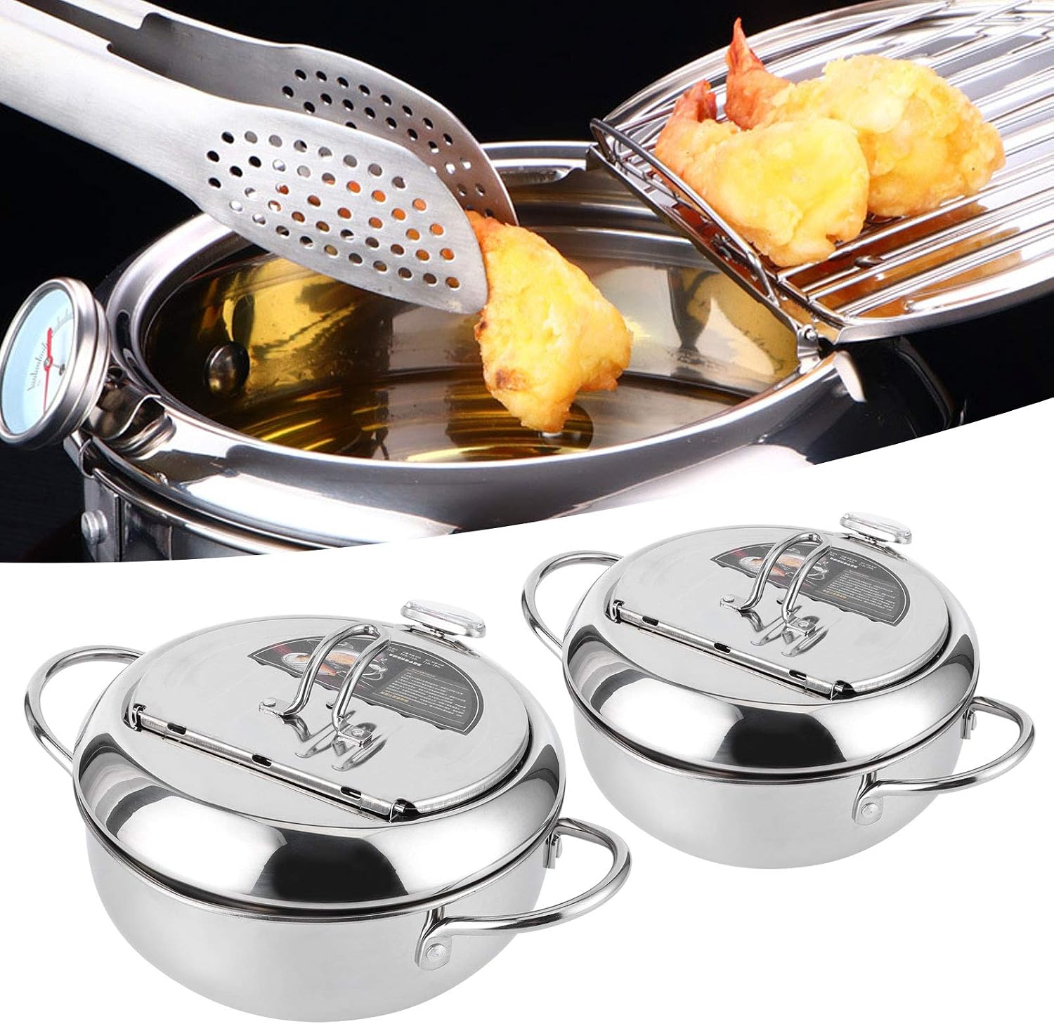 Multifunctional Stainless Steel Deep Frying Pot With Thermometer