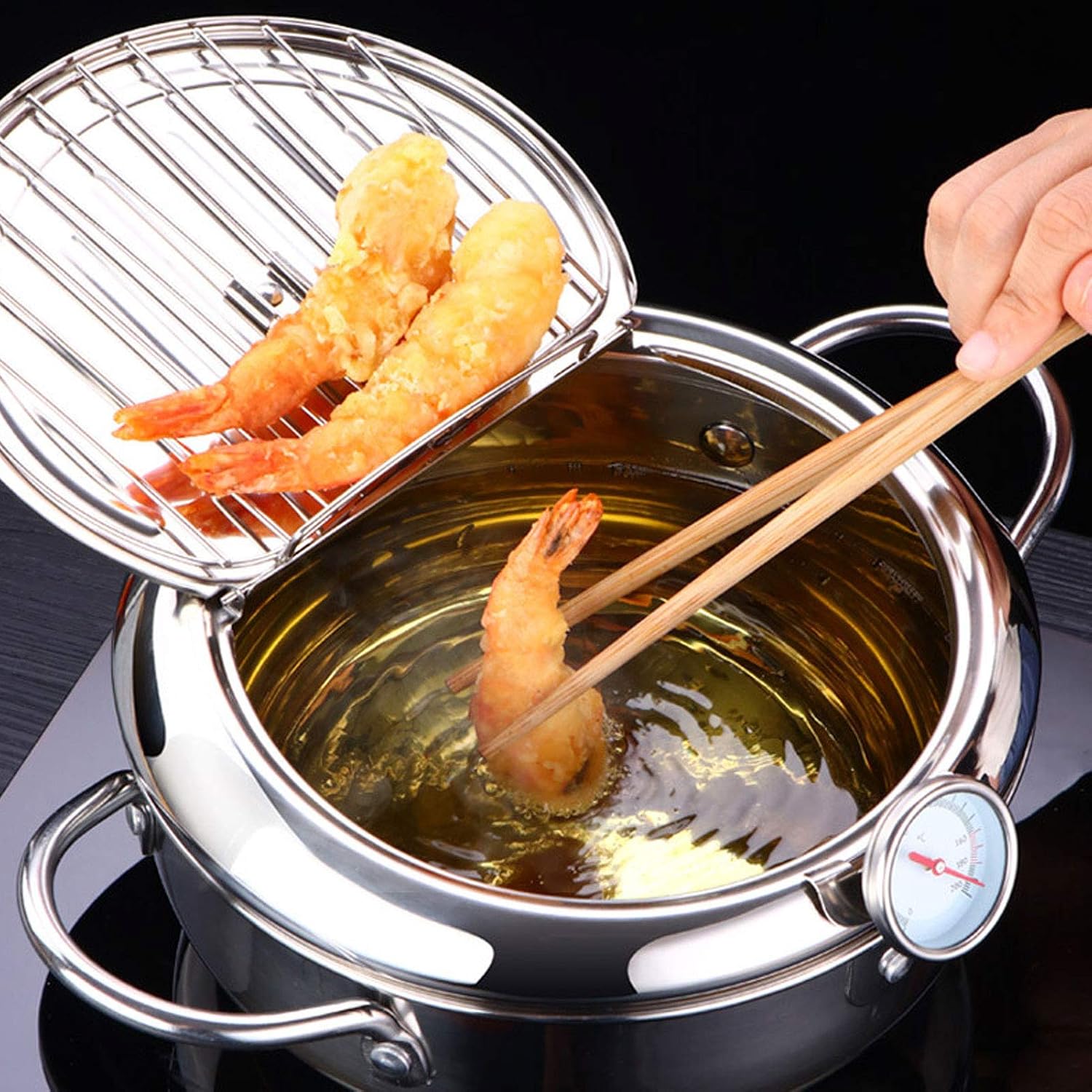 Multifunctional Stainless Steel Deep Frying Pot With Thermometer