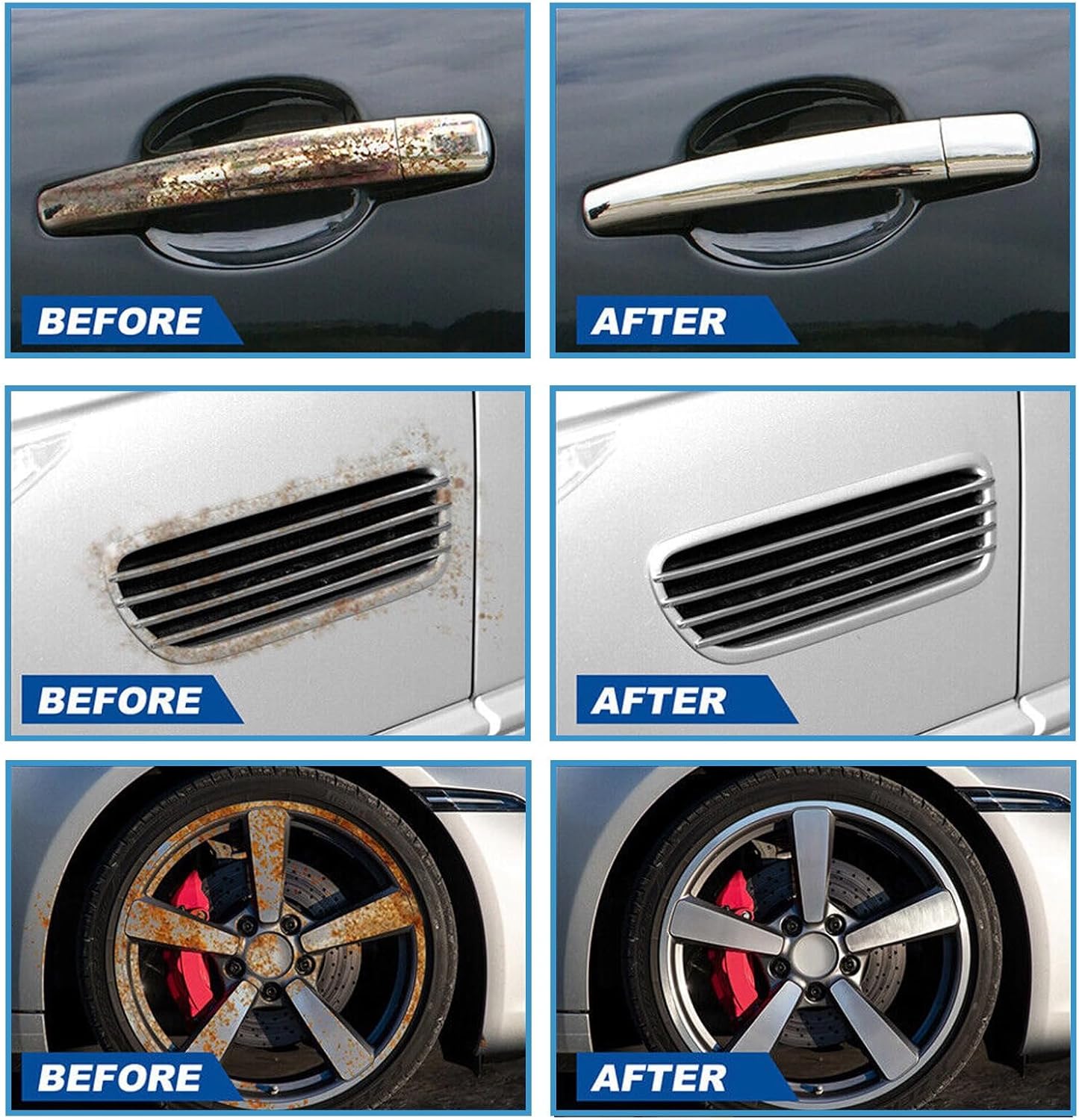 120ML Car Rust & Iron Particle Remover Spray, Heavy Duty Rust Cleaner, Fast Acting Rust Remover Spray for Cars, Brake Dust, Wheels & Metal Tools, Chains, Stainless Steel, Multi-Surface Cleaner