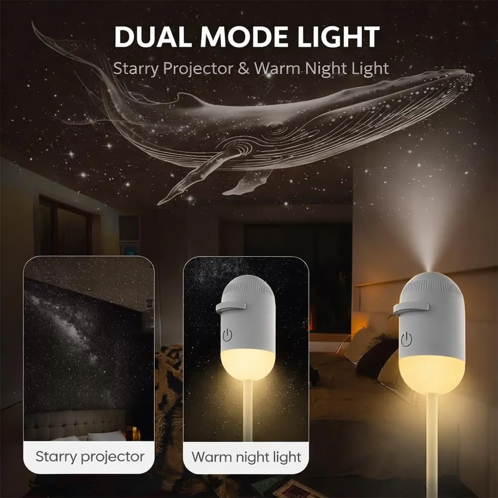 Galaxy Projector 2-in-1 Starry Sky Projector & Night Light USB Galaxy Projector Night Light for Bedroom Hallway Ceiling Decor