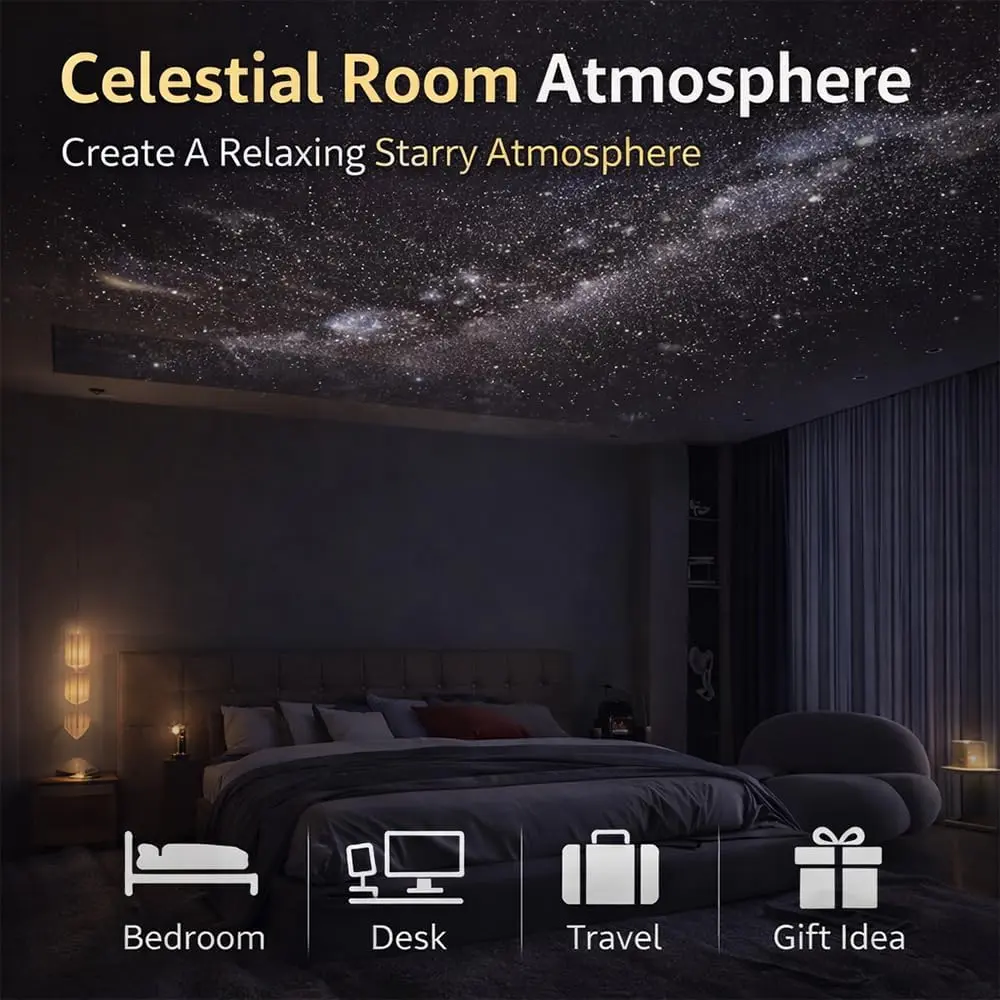 Galaxy Projector 2-in-1 Starry Sky Projector & Night Light USB Galaxy Projector Night Light for Bedroom Hallway Ceiling Decor