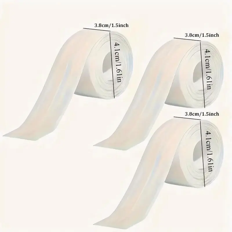 Self-Adhesive White Caulk Tape - 1/3 Roll PE Invisible Sealant Strip with Strong Adhesion, Waterproof, Easy-to-Apply for Bathroom Accessories, Kitchen Edge Protection, Adhesive Strips Waterproofers, Seal Strip Waterproofers,home essentials