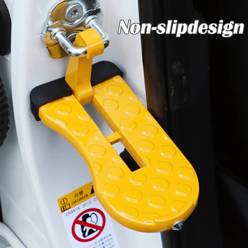 Car Doorstep Vehicle Hooked Folding Ladder Foot Pegs Pedal with Safety Hammer Function for Easy Access to Car Rooftop U Shaped Doorstep Compatible with SUV RV Off-Road