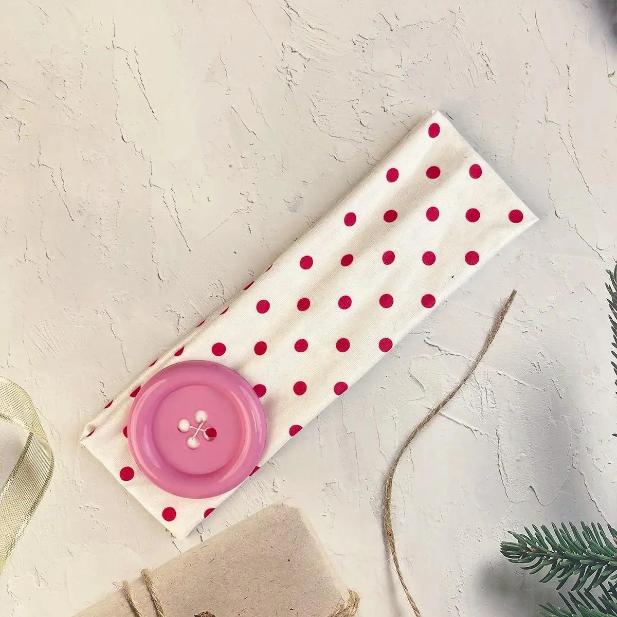 Colorful Large Button Wave Dot Wide Elastic Headband for Women, Korean Ins Y2K Retro Blogger Same Style Trendy Cool Daily Hair Accessories