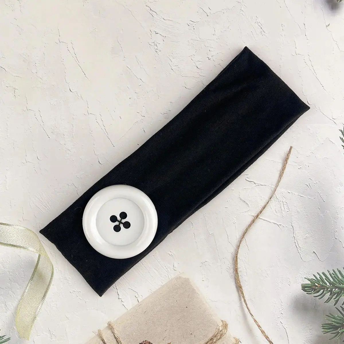 Colorful Large Button Wave Dot Wide Elastic Headband for Women, Korean Ins Y2K Retro Blogger Same Style Trendy Cool Daily Hair Accessories