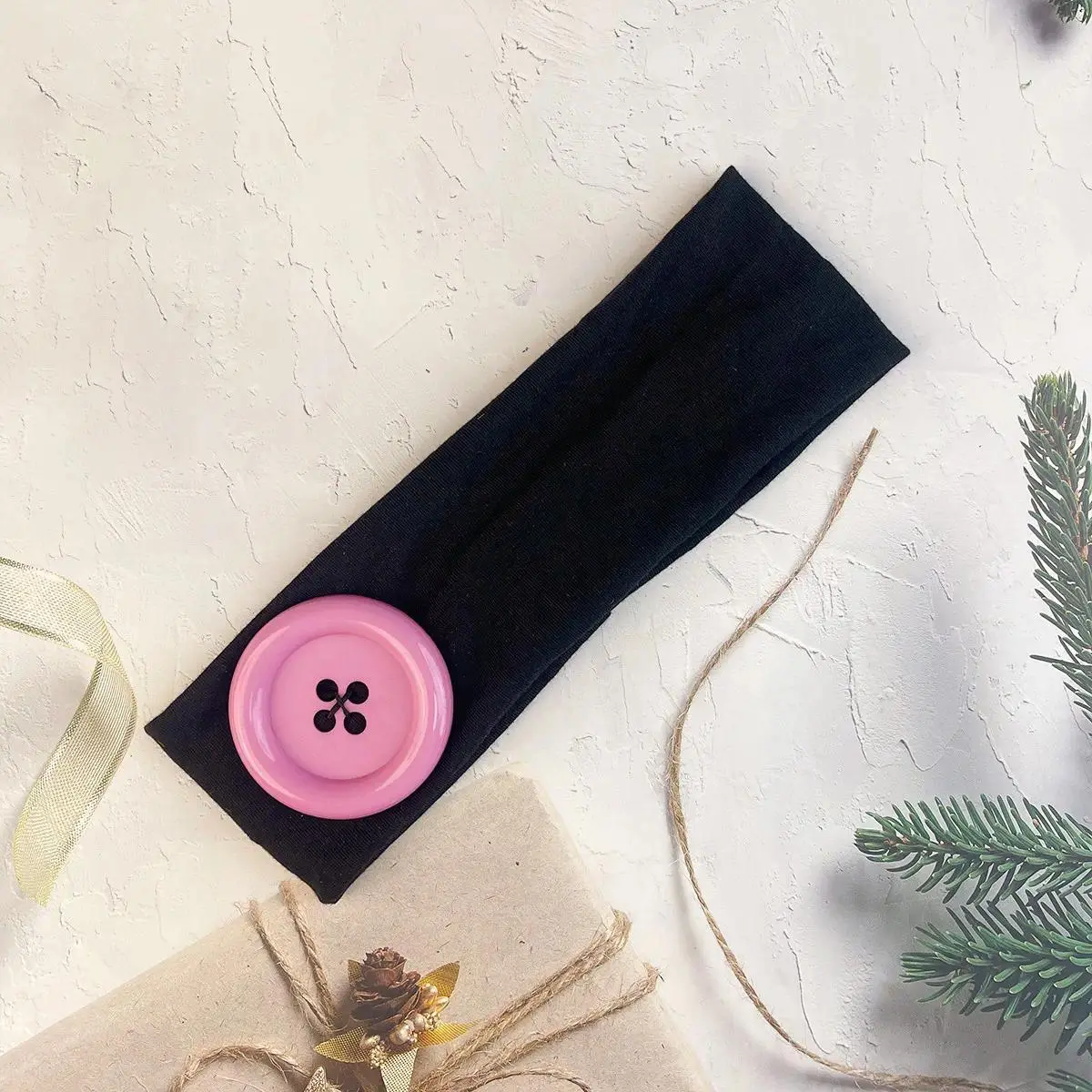 Colorful Large Button Wave Dot Wide Elastic Headband for Women, Korean Ins Y2K Retro Blogger Same Style Trendy Cool Daily Hair Accessories