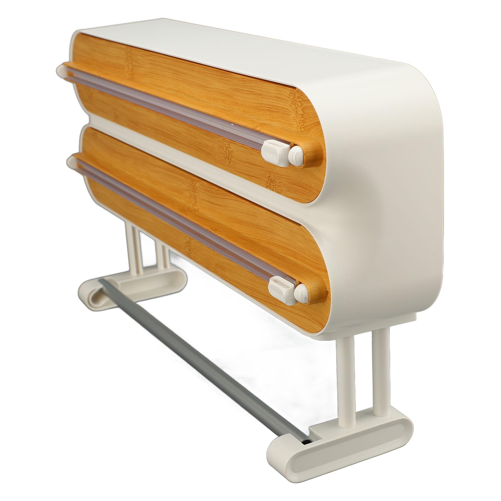 3-in-1 Wall-Mounted Kitchen Wrap Dispenser with Cutter & Paper Towel Holder