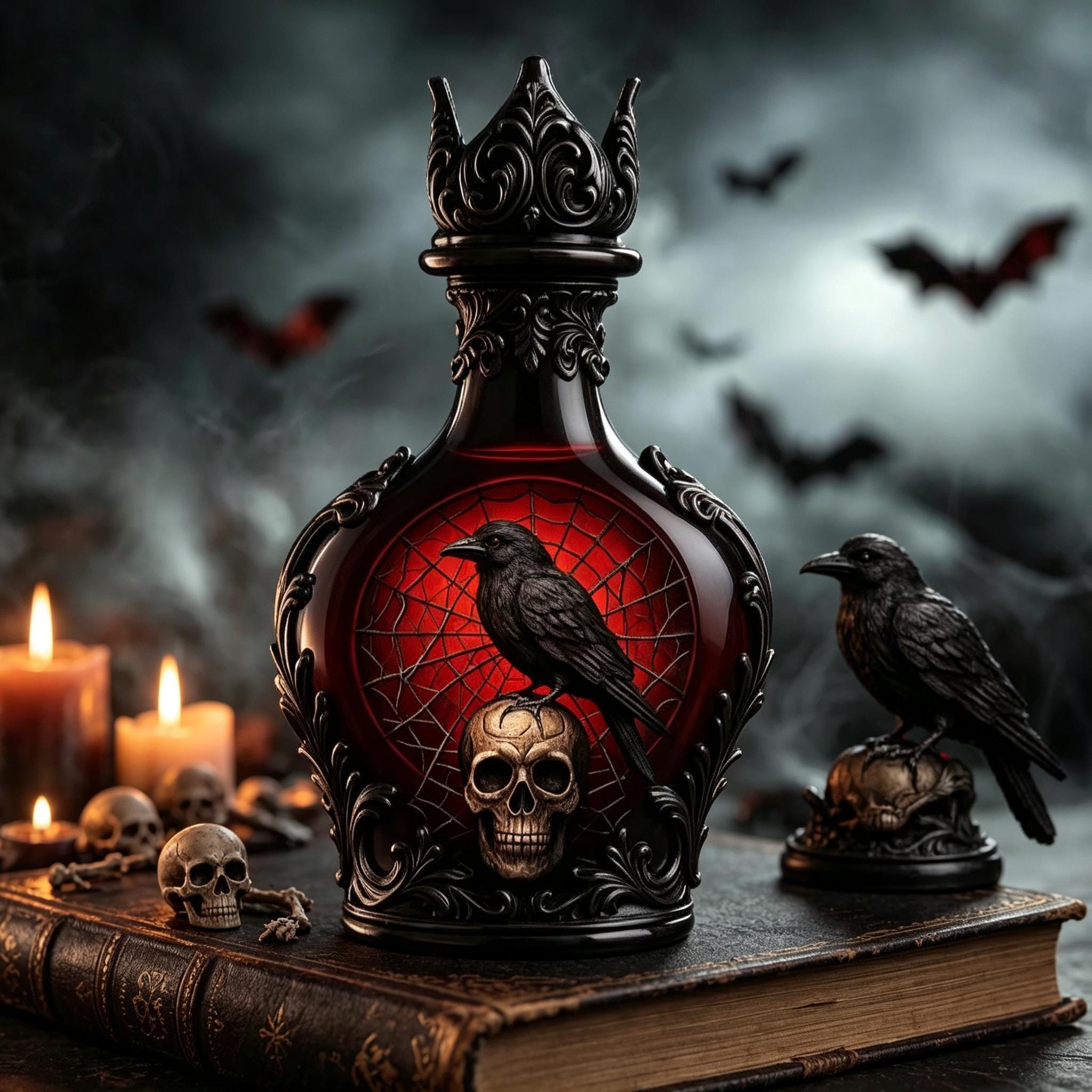 Gothic Halloween Potion Bottle Decor – Vintage Witch Glass Jar Ornament for Spooky Home Decoration