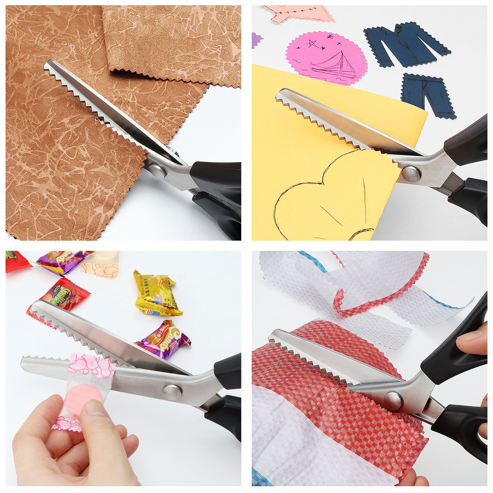 Stainless Steel Wave Scissors - Suitable for Fabric, Manual, Tailor'S Serrated Edge Scissors, with Comfortable Grip - Suitable for Left And Right Hand Use, Art Scissors Paper Cuttings Cutting