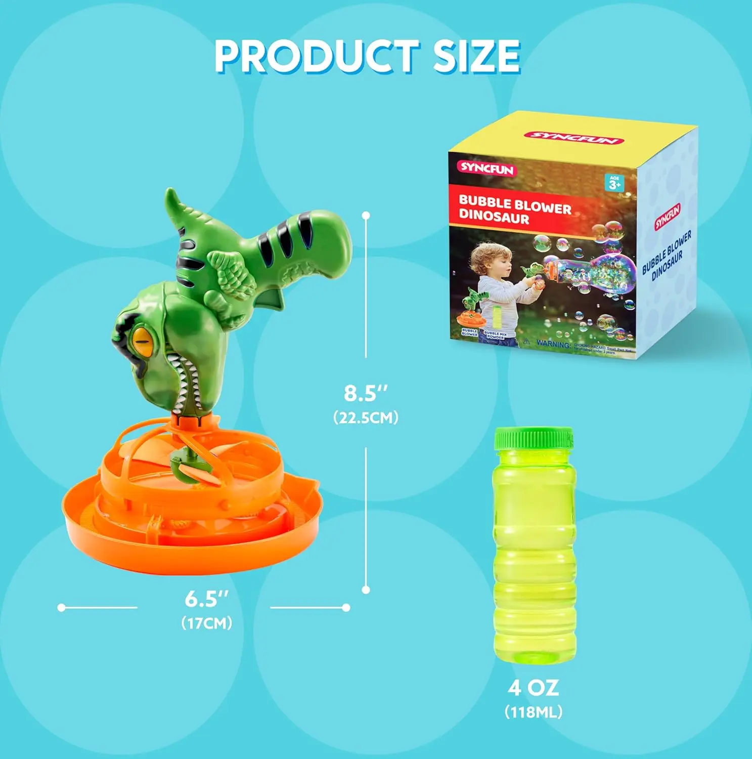 Dinosaur Bubble Gun Blower Toy, Bubble Machine with Solution Refill, Outdoor Toy for Kids, Boys, Girl, Party, Summer,Outdoor, Birthday