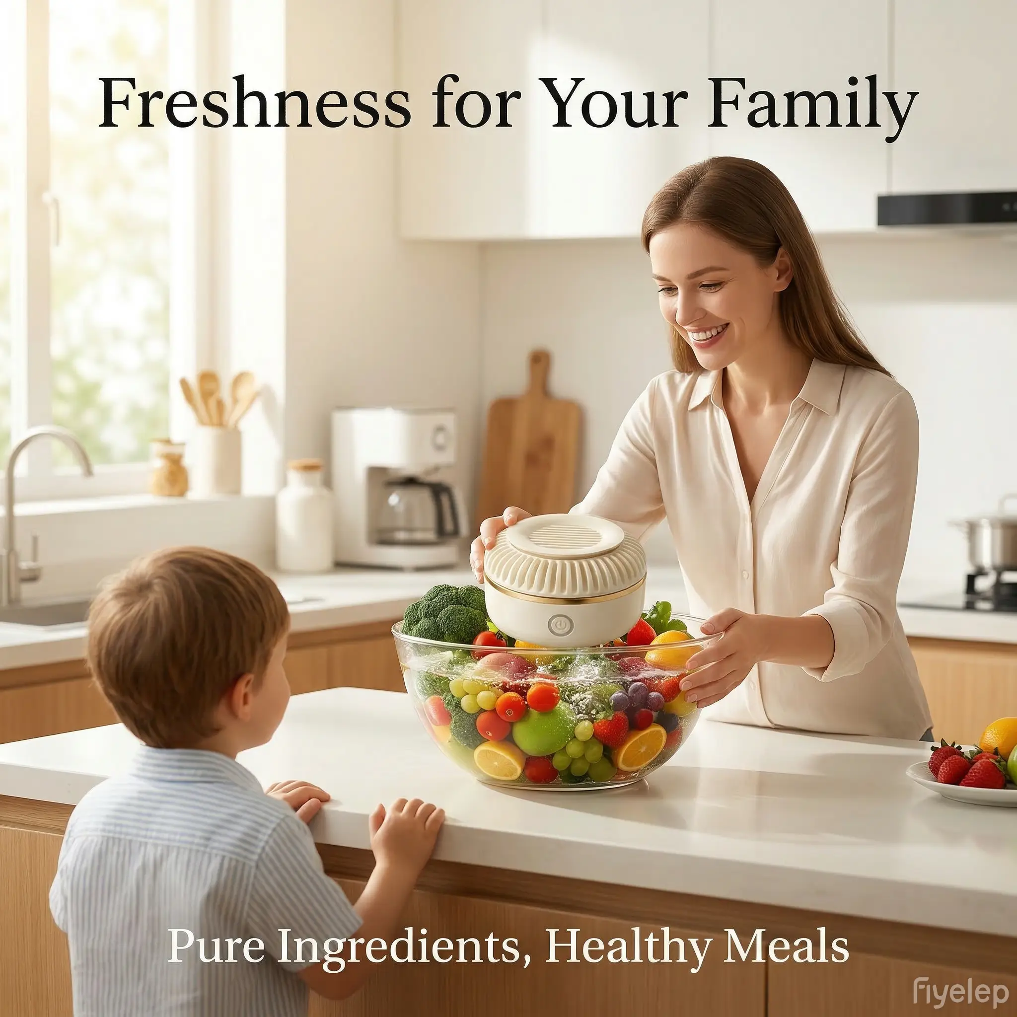 Portable Fruit and Vegetable Cleaner, Household Produce Washing Machine with One-Button Operation, Sterilization and Pesticide Removal, Food Purifier for Vegetables and Fruits, Kitchen Fruit Washer for Home Use and Outdoor Picnic