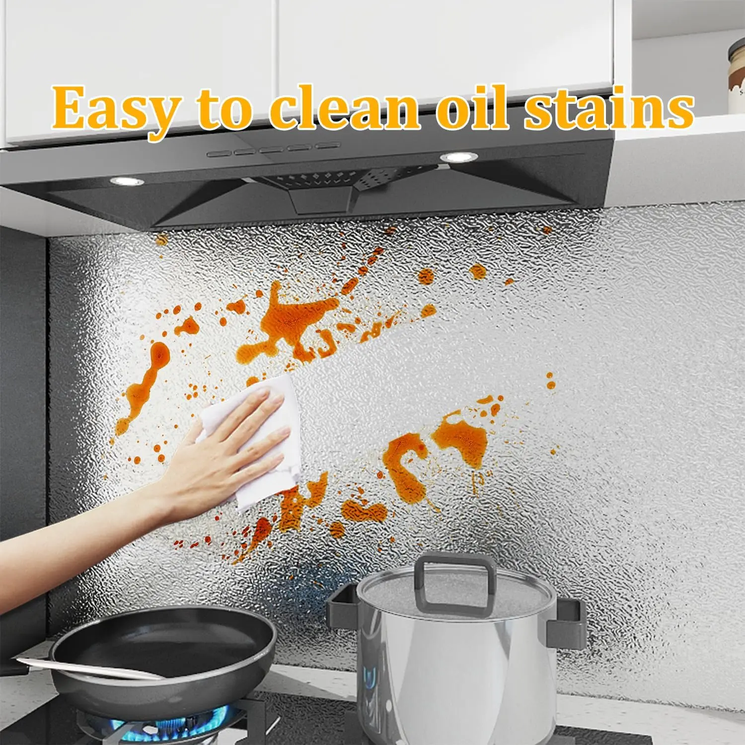 Livelynine Silver Contact Paper for Kitchen Oil Proof Waterproof Sticker Aluminum Foil Kitchen Wallpaper Backsplash Peel and Stick Self Adhesive Shelf Liners for Drawer Removable