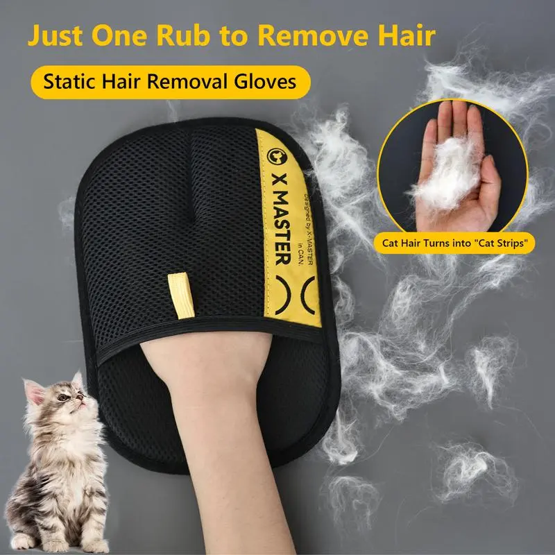 Pet Hair Remover Glove, Electrostatic Removal Gloves for Pet Hair, Pet Hair Remover Gloves for Dog & Cat, Reusable Pet Hair Remover Glove for Carpet, Couch, Clothing, Furniture Static Cling Cat Hair Remover Gloves Shedding Grooming Kit Deshedding Tool