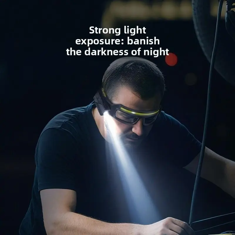 LED Glasses Rechargeable Headlight with Motion Sensor and Touch Control, 5 Modes USB C Lighted Glasses for Night Running,Camping, Fishing, Cycling, Hiking, Hands-Free Lighting (Yellow)