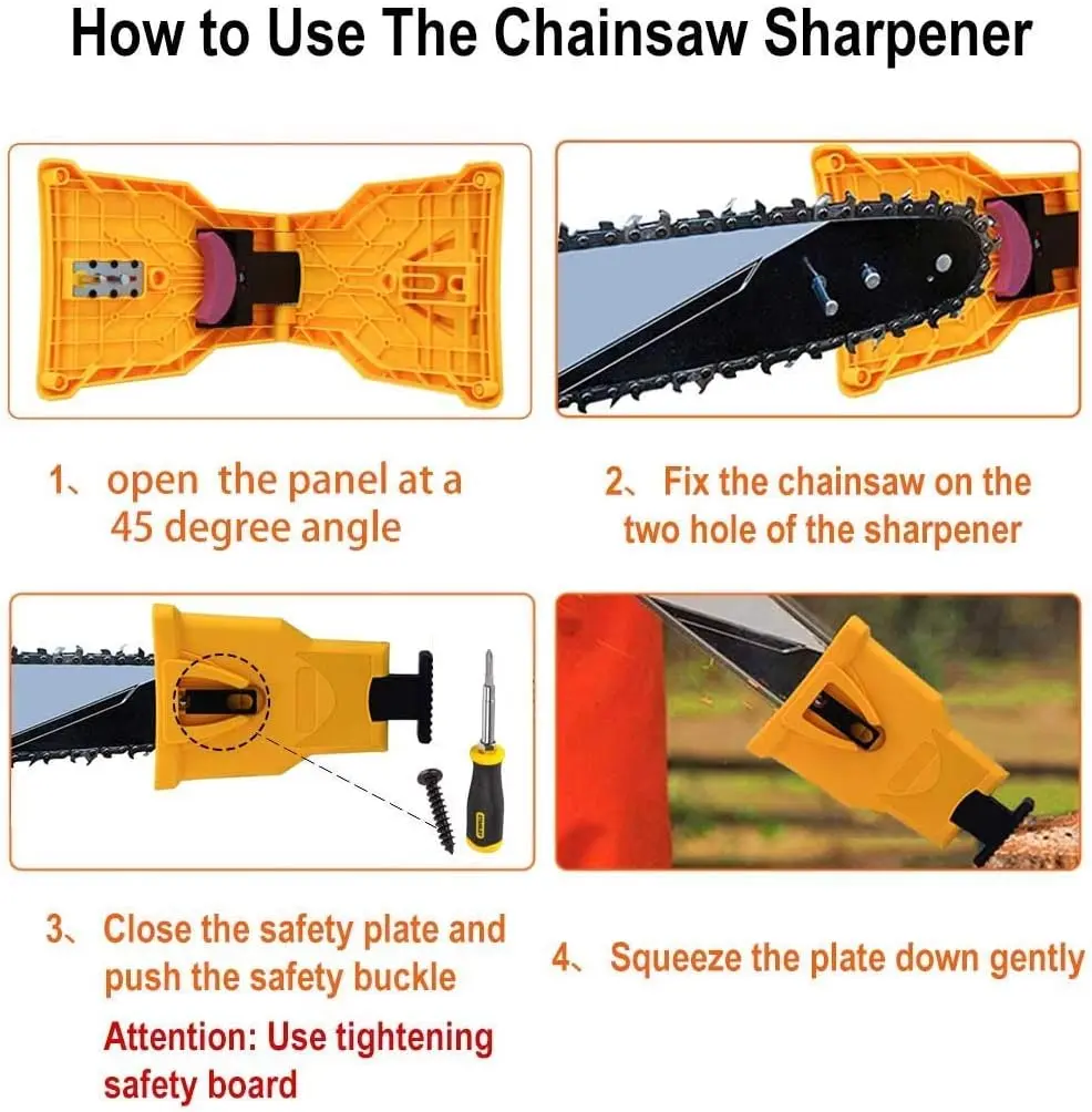 Portable Teeth Chainsaw Sharpener, Proprietary Bar-Mount Chain Saw Fast Sharpening Tool, Fit for 14/16/18/20 Inches Two Holes Chain Saw Bar